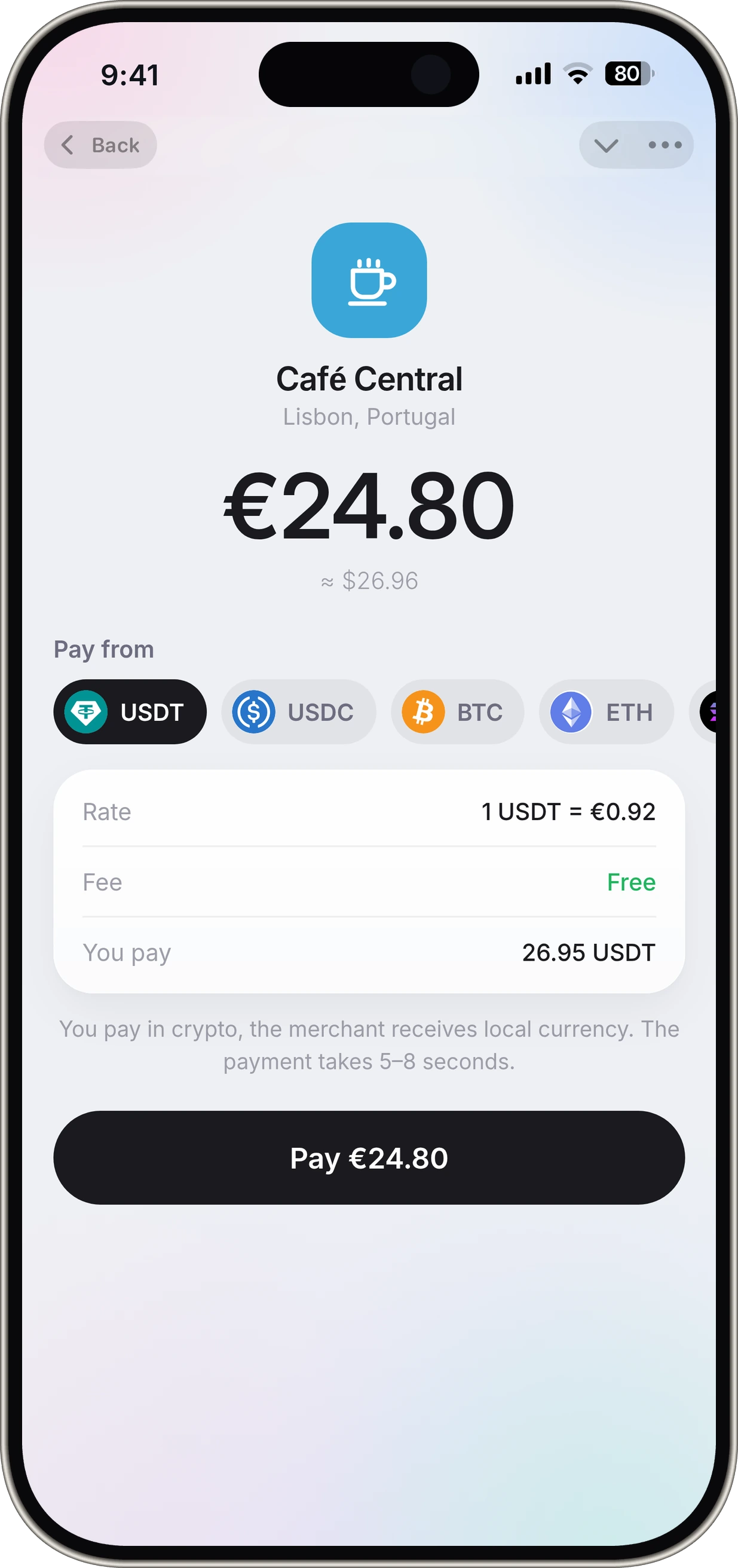 Pay by QR screen