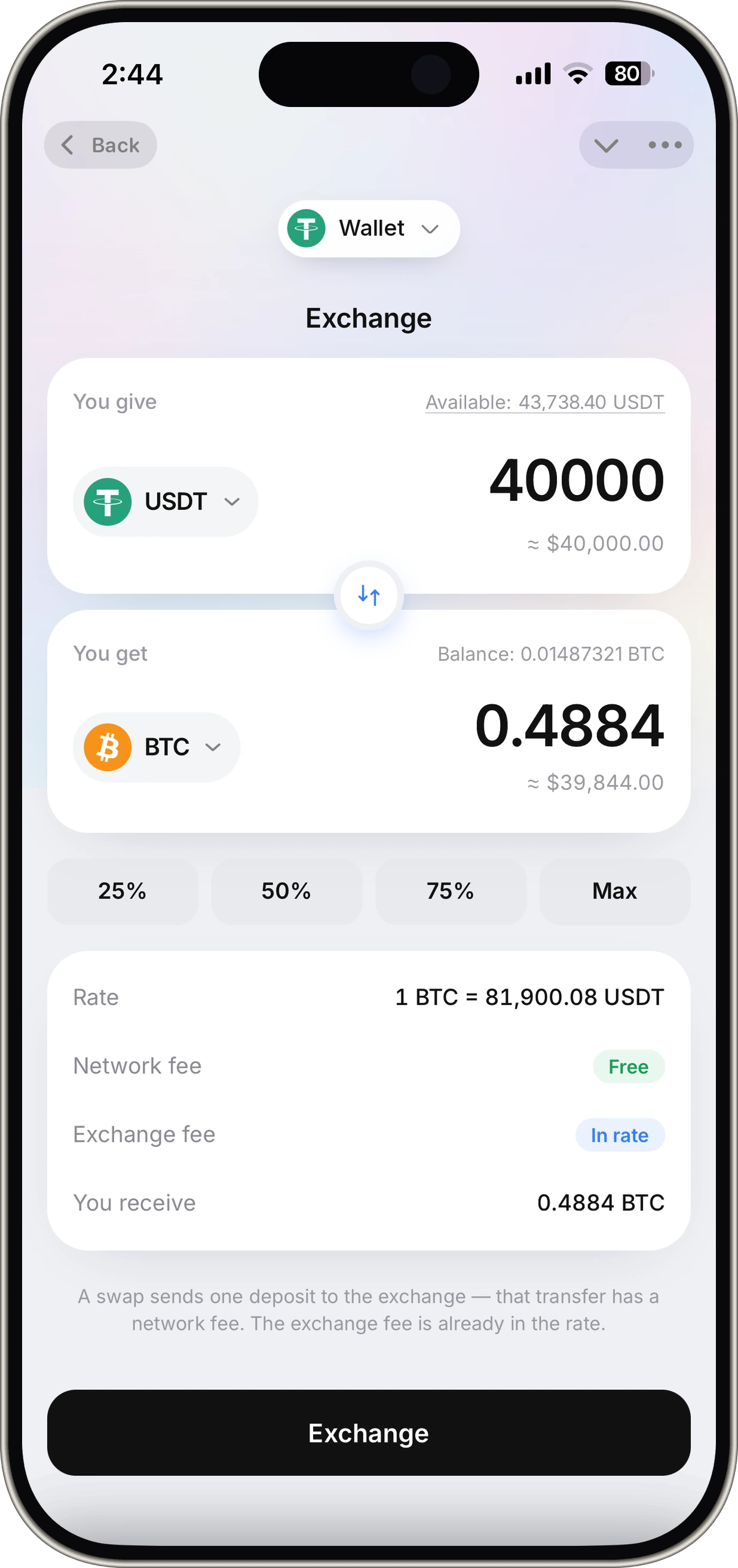 Swap screen